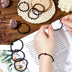 15шт 3-х цветные регулируемые браслеты из полиэстеровых плетеных бусин BJEW-DC0001-11