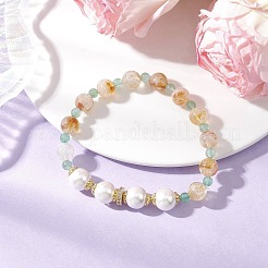 Pulseras elásticas de cuentas de morganita de imitación de aventurina verde natural&nbsp;BJEW-JB11932