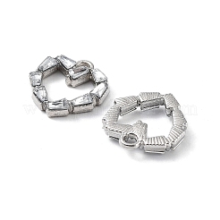 ラインストーン ペンダント付き合金  カドミウムフリー＆鉛フリー  中空ハートチャーム  プラチナ  13.5x13x2.5mm  穴：1.8mm&nbsp;FIND-B028-12P