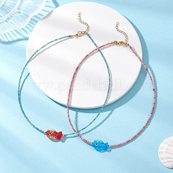 2 шт. Женские бусины ручной работы из фольги в виде рыбок NJEW-JN05536