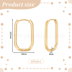 6 пара серег-колец из нержавеющей стали 201&nbsp;EJEW-UN0003-13B