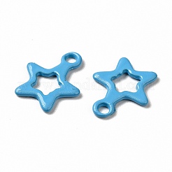 スプレー塗装された201ステンレススチールチャーム  スターのチャーム  ディープスカイブルー  10.5x9x1mm  穴：1.2mm&nbsp;STAS-G304-29C