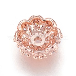 Tappi perline in zirconi cubici di micro pavè di ottone a più petali&nbsp;ZIRC-F088-038RG