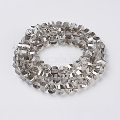 電気メッキガラスビーズセット  多面カット  ロンデル  パール光沢メッキ  グレー  8x6mm  穴：1.2mm  約78~79個/連  18.9インチ（48cm）&nbsp;EGLA-L012-A-PL01