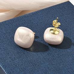 Boucles d'oreilles puces en laiton et plastique ABS imitation perle pour femmes&nbsp;PL-CBA760A-03B-G01