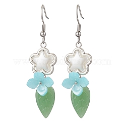 Pendientes colgantes de acero inoxidable 304 con diseño de flor&nbsp;EJEW-JE06430-03