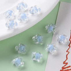 透明なアクリルビーズ  二層ビーズ  多面カット  スター  コーンフラワーブルー  10.5x11x7mm  穴：2mm  約1280個/500g&nbsp;TACR-S152-01A-SS2113