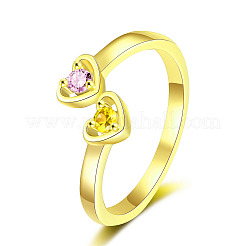 Открытые манжеты из латуни с микропаве и цирконием для женщин RJEW-R005-07G