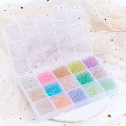 195 г 15-цветные стеклянные мини-бусины для нейл-арта своими руками&nbsp;GLAA-OC0001-49