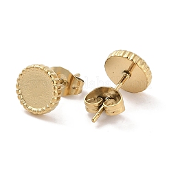 Ионное покрытие (ip) плоские круглые серьги-гвоздики из нержавеющей стали 304 для женщин&nbsp;EJEW-G389-02G