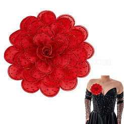 Blumenbroschen aus Polyester&nbsp;JEWB-WH0020-130B