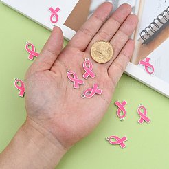 Сплавочные эмалевые подвески розовой ленты символа борьбы против рака молочной железы  &nbsp;X-ENAM-E262-S