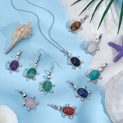 10шт 10 стиля подвески из натуральных и синтетических смешанных драгоценных камней&nbsp;G-PH0003-29