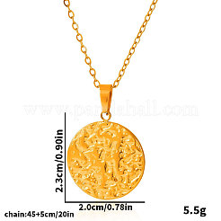 Женские ожерелья с подвеской в виде диска из текстурированной нержавеющей стали 304 SG4453-2