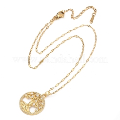 Латунные подвески из кубического циркония с подвеской «дерево жизни»&nbsp;LS-NJEW-D309-01G-B