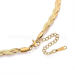 Ожерелья из плетеной цепочки «ёлочка» из нержавеющей стали 304 толщиной 5 мм&nbsp;NJEW-N058-04G