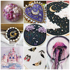 6 шт. 6-х цветные 12-х слойные полиэстеровые металлизированные нитки для вышивки DIY-TAC0020-74