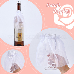 Weinflaschenhülle aus Organza und Stoff für Braut und Bräutigam&nbsp;AJEW-DR0001-67