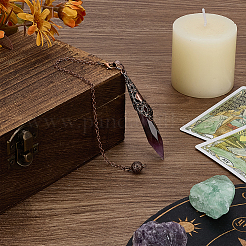 Натуральный аметистовый конус биолокационный маятник большие заостренные подвески&nbsp;AJEW-WH0606-26B