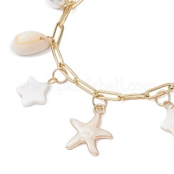 Браслеты с подвесками из натуральных пресноводных ракушек и эмалевой сплав&nbsp;BJEW-JB12214-03