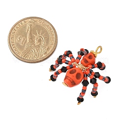 Anhänger aus gefärbtem synthetischem Türkis und Glasperlen mit Halloween-Motiv&nbsp;PALLOY-MZ00774-04