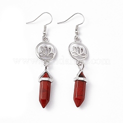 Пуля из драгоценных камней с серьгами с подвесками в виде лотоса EJEW-I276-07P