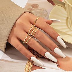 Наборы колец для пальцев из цинкового сплава с кристаллами в виде конского глаза/квадратного/плоского круглого кристалла со стразами FS-WG67419-03