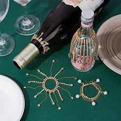 4 шт. подвески для бокалов вина из латуни и железа со стразами&nbsp;HJEW-OC00281