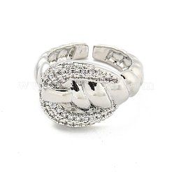 Латунные микро проложить манжеты кольца кубического циркония&nbsp;RJEW-I103-050P