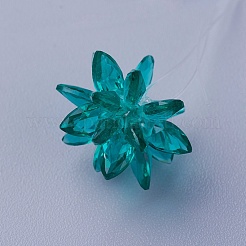 ガラス編みビーズ  花／線香花火  馬の目のチャームから成っています  ティール  13mm&nbsp;EGLA-A003-A11