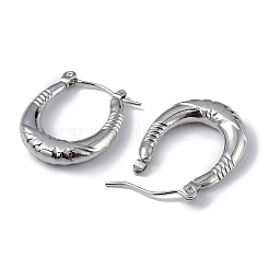 変色しない304ステンレススチール製オーバルフープピアス（女性用）  ステンレス鋼色  21.5x17.5x3.5mm  ピン：0.5mm&nbsp;EJEW-I284-09P