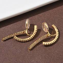 Латунные серьги-клипсы с микропаве из прозрачного кубического циркония EJEW-K286-13G