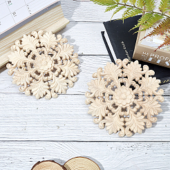 Artisanat d'applique onlay sculpté en bois massif naturel&nbsp;WOOD-FH0001-33