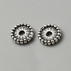 925スターリングシルバースペーサービーズ  花  アンティークシルバー  5x1mm  穴：1.2mm&nbsp;STER-WH0008-20AS