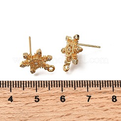 Фурнитура для сережек-гвоздиков из латуни с микропаве из кубических цирконий в виде снежинок&nbsp;LS-KK-B152-04G