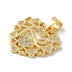 Colgantes de circonita cúbica transparente micro pavé de latón chapado en rack&nbsp;KK-P267-11B-G