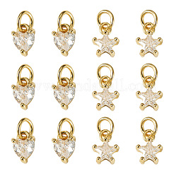 12 pièce 2 styles de breloques en laiton micro pavées en zircone cubique&nbsp;KK-TA0008-70A