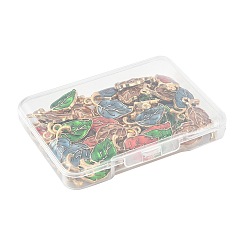 40本4色合金エナメルペンダント  葉  ライトゴールド  ミックスカラー  20x10x2mm  穴：1.6mm  10個/カラー&nbsp;ENAM-FS0004-36
