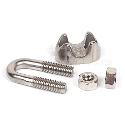 ステンレス鋼ワイヤーロープケーブルクリップクランプ  ステンレス鋼色  31x24.5x10mm&nbsp;FIND-WH0062-11