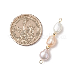 Трехцветные натуральные жемчужные подвески-коннекторы в виде картофеля из бисера&nbsp;PALLOY-JF04904-02