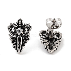 Серьги-гвоздики из хирургической нержавеющей стали 316 с прозрачным кубическим цирконием для женщин и мужчин EJEW-Z050-13AS