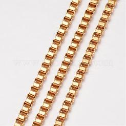 304ステンレスネックレス  ベネチアンチェーン  カニカン付き  ゴールドカラー  26.57インチ（675mm）  3mm&nbsp;MAK-K062-08G