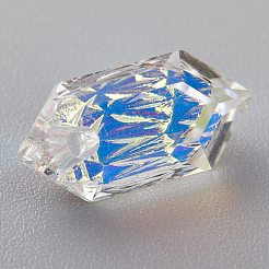 エンボスガラスラインストーンペンダント  双円錐形  多面カット  クリスタルのきらめき  13x6.5x4mm  穴：1.5mm&nbsp;GLAA-J101-02A-00SI