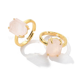 Кольца из натурального шестигранного розового кварца RJEW-B113-02G-04