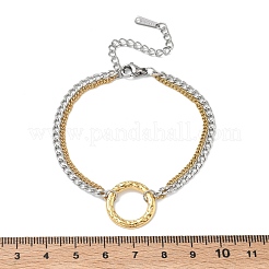 Zweifarbige Armbänder aus Edelstahl 304 mit doppelter Lage und Panzerkette&nbsp;BJEW-P396-01B-A