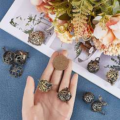 10 шт. 5 стиля филигранных латунных подвесок-клеток KK-SC0003-77A