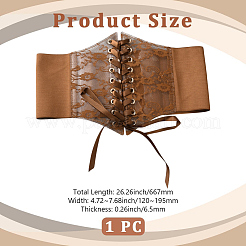 女性用フェイクレザーフラワーレースストレッチワイドウエストバンド  ペルー  667x120~195x6.5mm&nbsp;AJEW-WH20020-174A