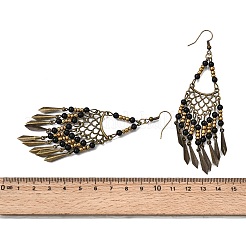Vintage-Ohrringe im Bohème-Stil mit Quasten&nbsp;EJEW-G466-03AB