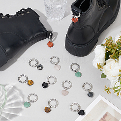 12 шт. 6-цветные подвески в виде сердца из натурального тигрового глаза HJEW-PH02141