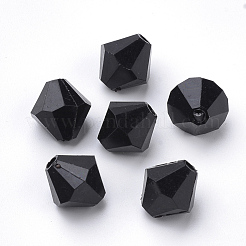 透明なアクリルビーズ  双円錐形  ブラック  6x5.5mm  穴：2mm&nbsp;X-TACR-S146-6mm-27